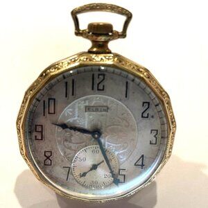 Elgin Natl Watch Co USA Gold Plated 17 Jewles Vintage Pocket Watch